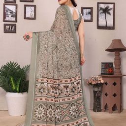 AMRUTKALA SAREES Floral Printed Block Print Saree image 2