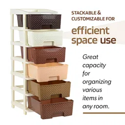 RUBOXA Brown & Beige 6-Layer Drawer Storage Organiser image 4