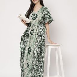 ETC Women Pure Cotton Printed Maxi Kaftan Nightdress-picture-9