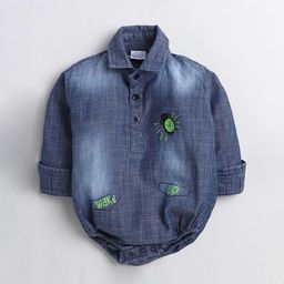 Polka Tots Infants Graphic Printed Cotton Denim Bodysuit-image-11