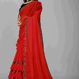 limtd Embellished Sequinned Pure Georgette Ruffles Saree image 4