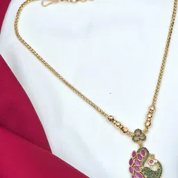 FIRST TOUCH Brass American Diamond Studded Gold-Plated Necklace-image-40
