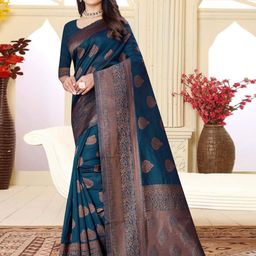 KALINI Women Woven Design Zari Art Silk Banarasi Saree-image-57