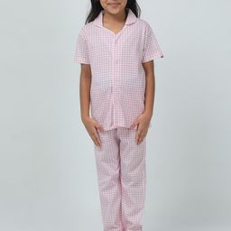CHILINS Girls Checked Pure Cotton Night Suit-image-12