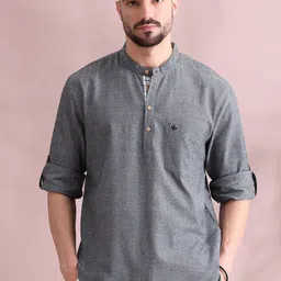 FILORI Band Collar Pure Cotton Straight Short Kurta-picture-25