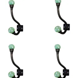 Indianshelf Copper toned & Green 4 Pieces Textured Metal Hooks-17