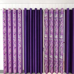 Galaxy Home Decor Purple 4 Pieces Floral Long Door Curtain-image-8