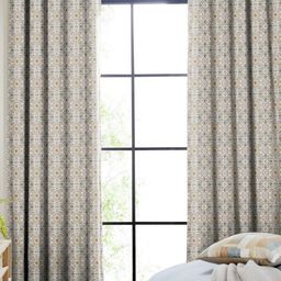 CASABLEU Turquoise Blue & Beige 2 Pieces Ethnic Motifs Room Darkening Door Curtains-image-38