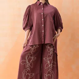 Zolo Label Floral Embroidered Shirt & Trousers-image-42