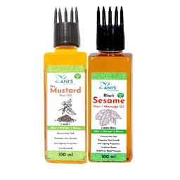 ANI'S Set Of 2 Pure Mustard & Black Sesame Hair Oils -100ml Each-2