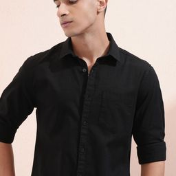 KETCH Men Cutaway Collar Solid Cotton Slim Fit Casual Shirt-image-20