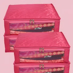 Fessist Pink 4 Pieces Satin Drawer Organisers-13