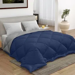 CHICERY Grey & Blue Microfibre Geometric AC Room 200 GSM Single Bed Comforter-6