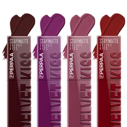 PERPAA Velvet Kiss Set of 4 Waterproof Matte Lipstick -3.5 ml Each -Shades - 2- 3- 4- 9-15
