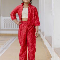 Sangria Girls Shoulder Straps Pure Cotton Top With Trousers & Jacket-picture-16