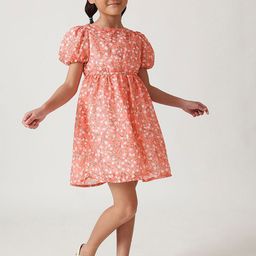 One Friday Floral Print Puff Sleeve A-Line Dress-image-16