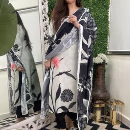 KALINI Women Floral Printed Regular Thread Work Kurta with Trousers & With Dupatta-12