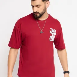 Mast & Harbour Men Typography Printed Pure Cotton Cut Outs T-shirt-image-98