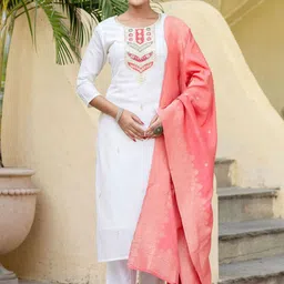 KALINI Women Ethnic Motifs Embroidered Kurta with Trousers & Dupatta-picture-27