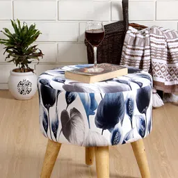 Shadowkart Blue & White Round Ottomans-46