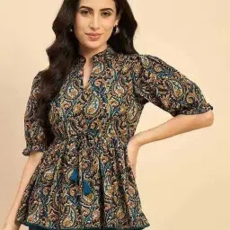 Casual Regular Sleeves Printed Women Brown Top-image-60