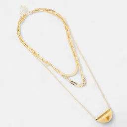 SOHI The Curve Chainlink Gold-Plated Layered Necklace image 2