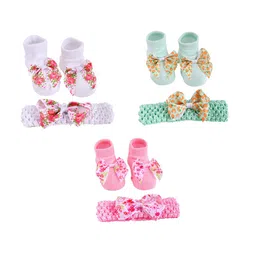 SHOP FRENZY Newborn girls Pack of 9 bootie with headband (0-6 Months)-46