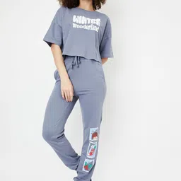 max Women Pure Cotton Typography Printed Night suit-image-92