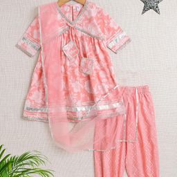 The Magic Wand Girls Floral Printed Regular Gotta Patti Kurti with Salwar & With Dupatta-image-94