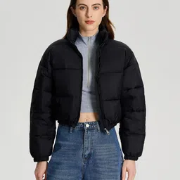 Kotty Women Black Crop Puffer Jacket-15