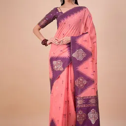 House of Pataudi Woven Design Zari Saree-image-9