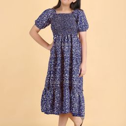 PaheliRani Puff Sleeve Crepe Formal Fit & Flare Dress-image-71