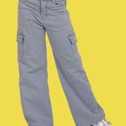ADBUCKS Girls Wide Leg High-Rise Highly Distressed Stretchable Jeans-image-54