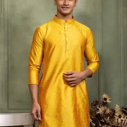DEVOILER Woven Design Mandarin Collar Straight Kurta-picture-5