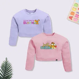 YK X Minute Mirth Girls Set of 2 Printed Crop Sweatshirts-35