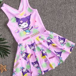 YK Girls Printed Round Neck Swim Dress-image-51