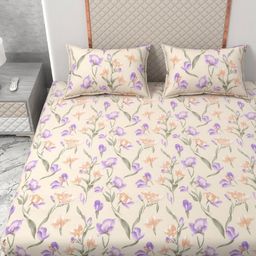 Star Weaves Floral Printed 350 TC Queen Bedsheet With 2 Pillow Covers-95