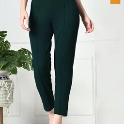 Brainbees Women Pack of 2 Smart Slim Fit High-Rise Flat-Front Regular Trousers-picture-11