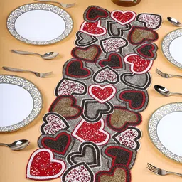 YWULY Grey & White Beads Embroidered Table Runner-image-76