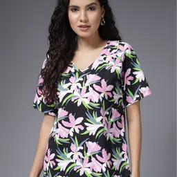 House Of Zelena Floral Print Cotton Top-image-39