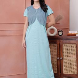 Secret Wish Printed Maxi Maternity Pure Cotton Nightdress-image-87