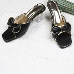 Commander Shoes Embellished Party Block Mules with Bows-3