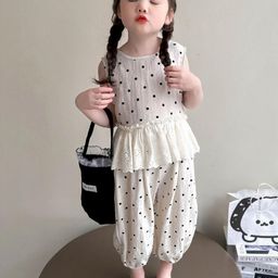 LULU & SKY Girls Polka Dot Printed Round Neck Top & Joggers-image-23