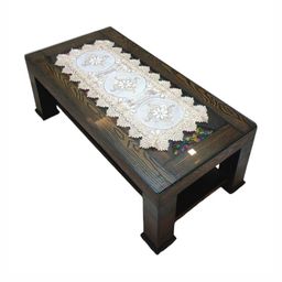 MONKDECOR White & Cream-Color Embroidered Center Table Runner-image-80