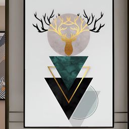 Myntra Elegant Homes White & Green Minimalist Geometric Canvas Wall Art-image-13