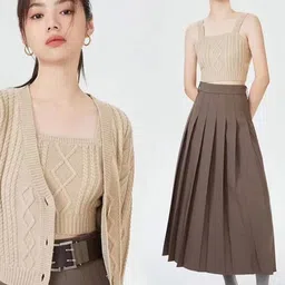 Alamode By Akanksha Women Brown Freddy Sweater Set-image-95