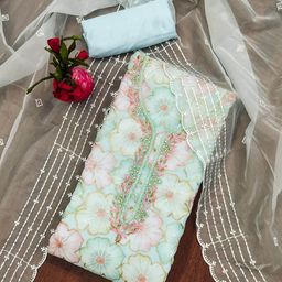 SAINOOR Embroidered Organza Semi-Stitched Dress Material-image-70