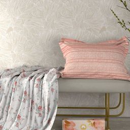 Pure Decor Peach Floral Printed 260 TC Cotton Queen Size Bedsheet Set 2.28 m x 2.54m-image-75