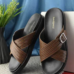 San Frissco Men Textured Comfort Sandals with Buckle-image-35