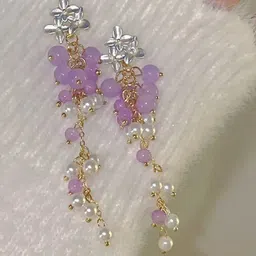 Estailo fashion Artificial Beads Beaded Contemporary Drop Earrings-image-80